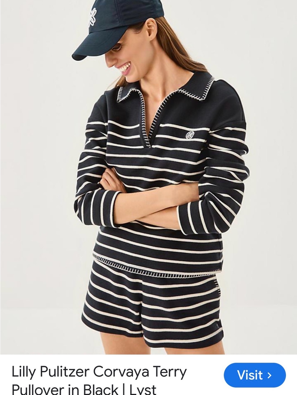 Lilly Pulitzer Black Sweater with White Contrast Stitching (Size M)